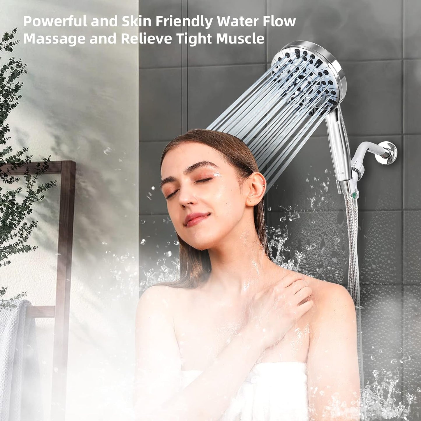 Transform Your Shower Experience with the 10 Functions High Pressure Handheld Shower Head - Featuring Built-In Pause Mode & Dual Power Wash Options, Complete with a Durable 6.5Ft Leakproof Hose & Metal Bracket