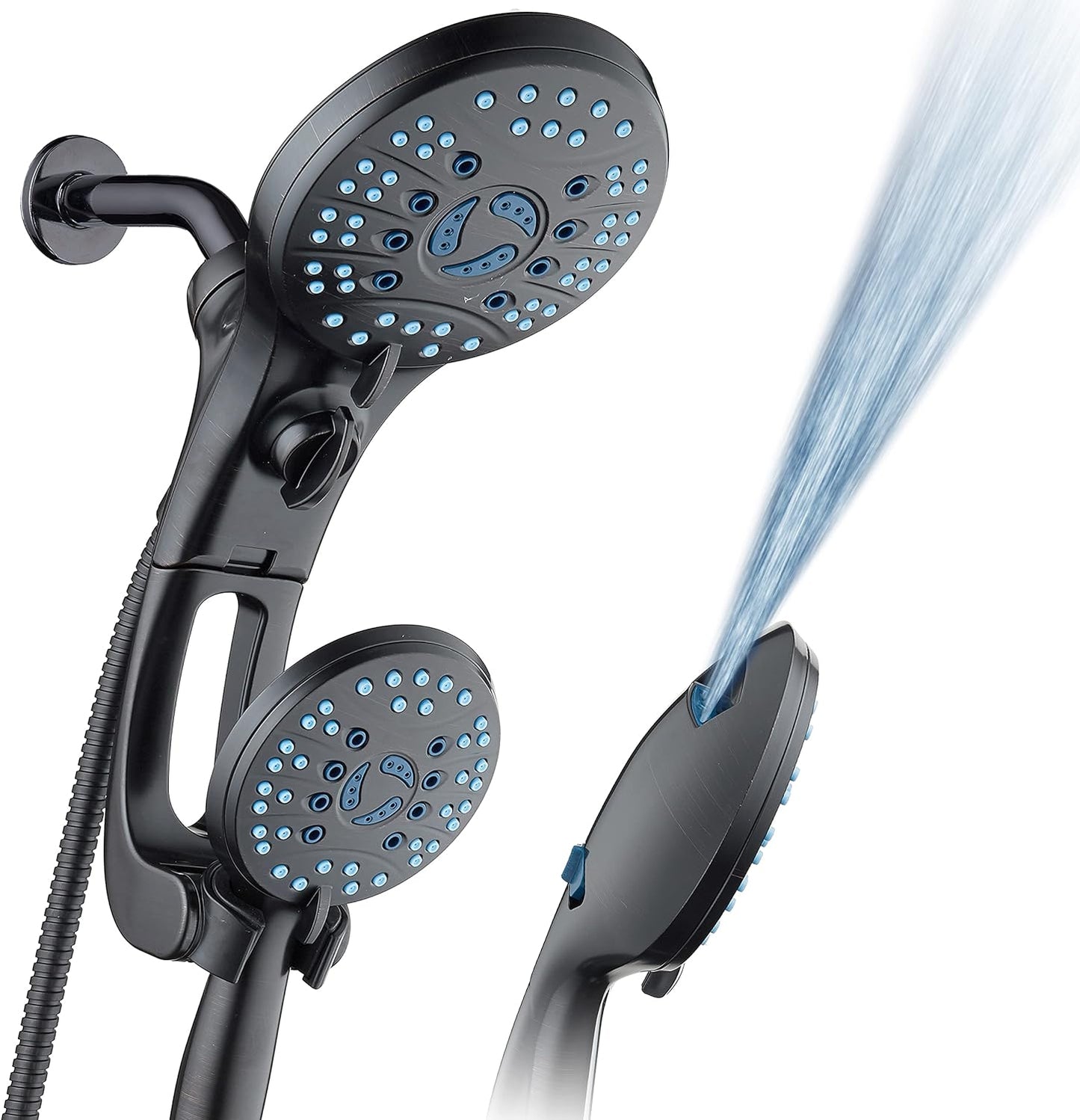 Transform Your Shower Experience with the Aquacare High Pressure Handheld/Rain Shower Head Combo - 50 Modes, Adjustable Arm, and Anti-Clog Nozzles in Elegant Oil Rubbed Bronze