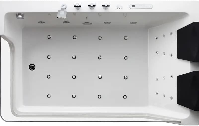 Indulge in Luxury: 71" White Acrylic LED Whirlpool Bathtub with Water Massage for Two - Complete with Tub Filler Faucet