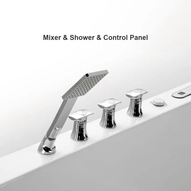 Indulge in Luxury: 71" White Acrylic LED Whirlpool Bathtub with Water Massage for Two - Complete with Tub Filler Faucet