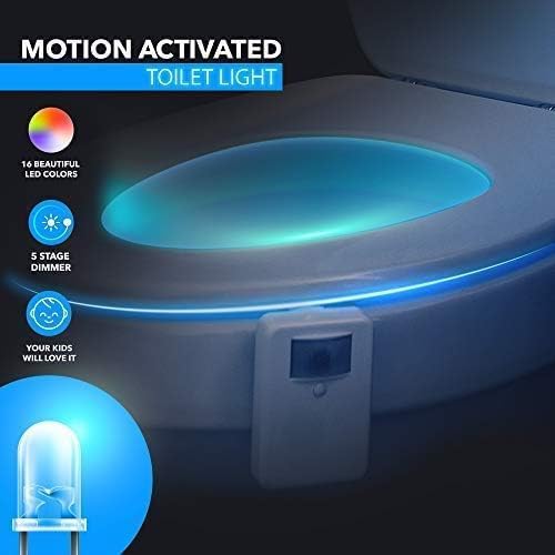 Transform Your Bathroom Experience with the 2 Pack Motion Activated Toilet Night Lights - 16 Color Changing LED for Fun and Safety!