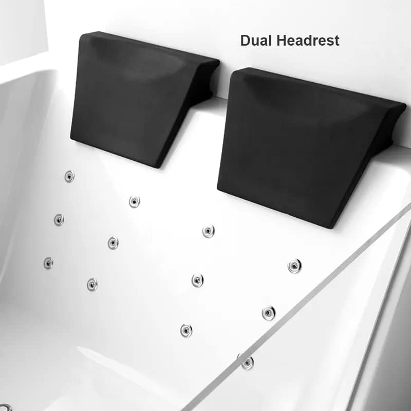 Indulge in Luxury: 71" White Acrylic LED Whirlpool Bathtub with Water Massage for Two - Complete with Tub Filler Faucet