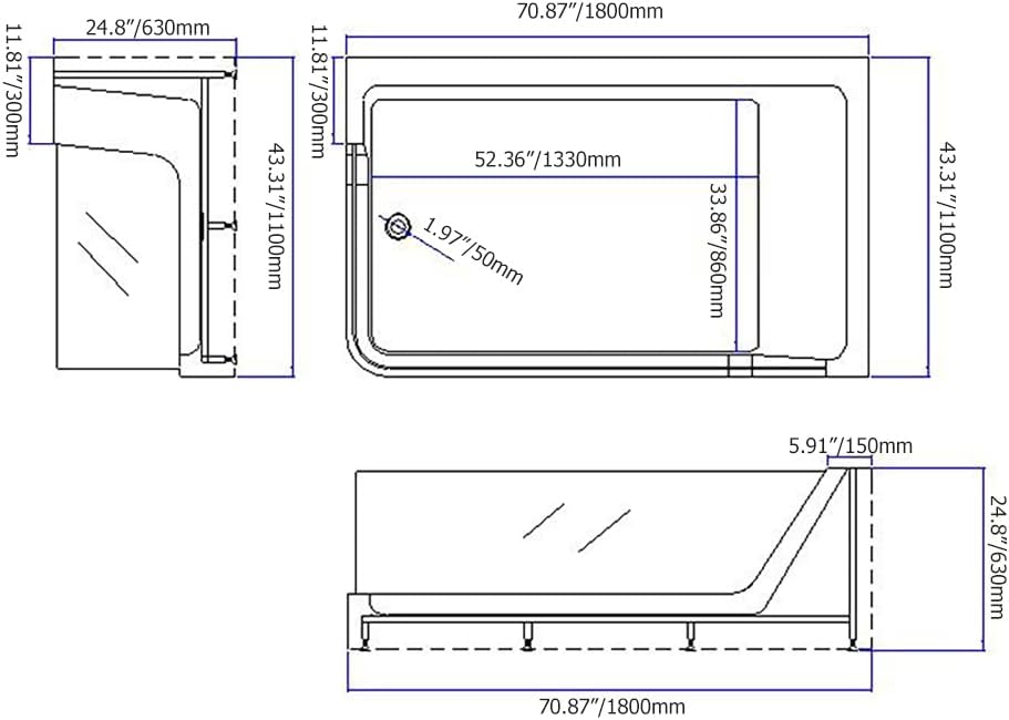 Indulge in Luxury: 71" White Acrylic LED Whirlpool Bathtub with Water Massage for Two - Complete with Tub Filler Faucet