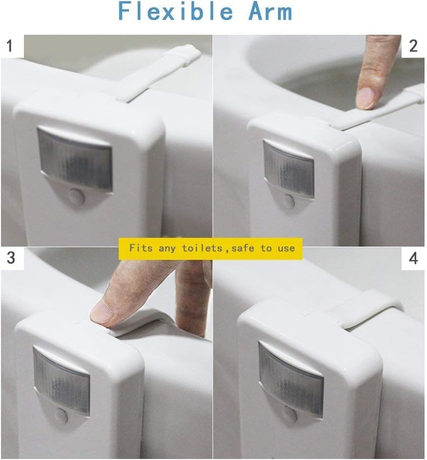 Transform Your Bathroom Experience with the 2 Pack Motion Activated Toilet Night Lights - 16 Color Changing LED for Fun and Safety!