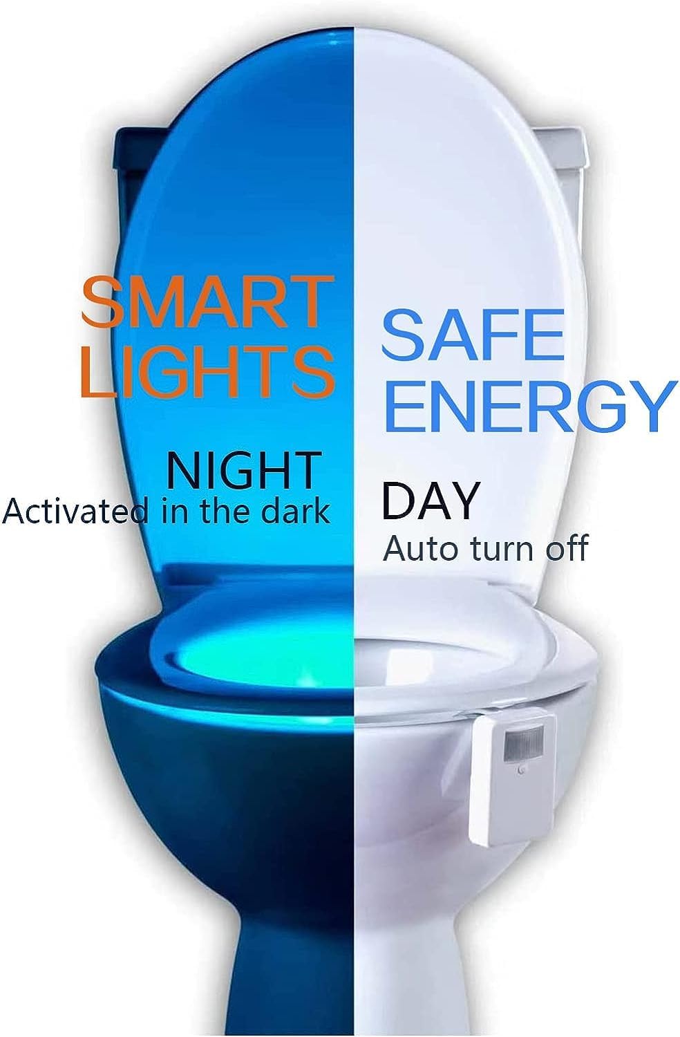 Transform Your Bathroom Experience with the 2 Pack Motion Activated Toilet Night Lights - 16 Color Changing LED for Fun and Safety!