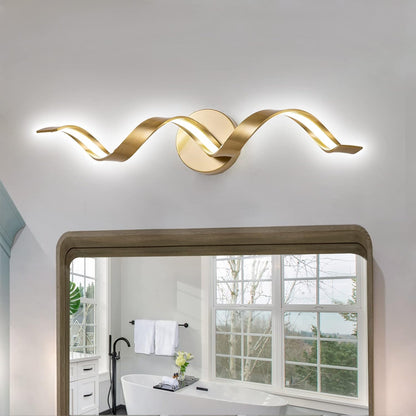 Elevate Your Space with Dimmable Gold LED Bathroom Vanity Lights - 24 Inch Spiral Design for Modern Elegance