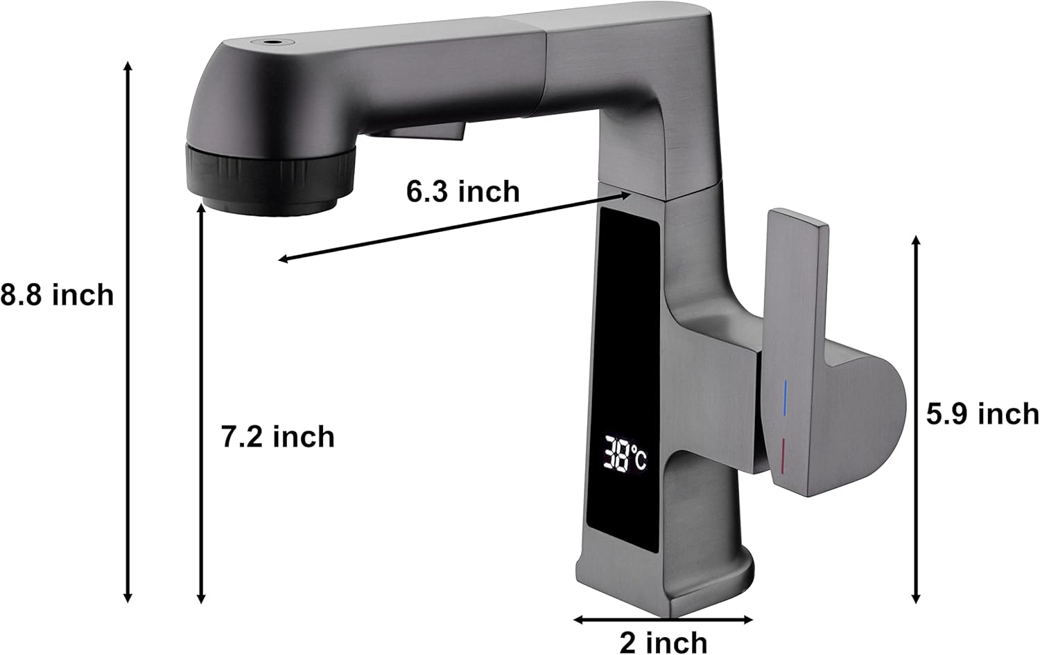 Transform Your Bathroom with the Modern LED Bathroom Faucet - Pull Out Sprayer & Temperature Display for Ultimate Convenience