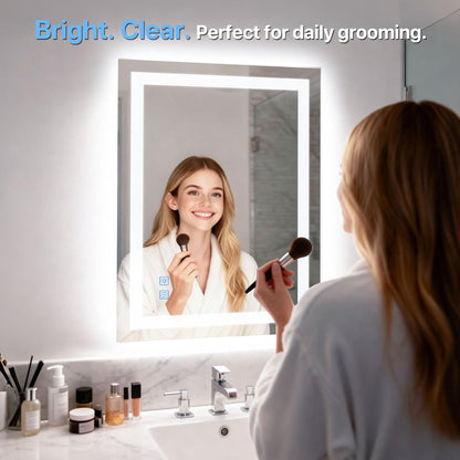 Elevate Your Bathroom Experience with the LED Bathroom Mirror 24X32 - Anti-Fog, Dimmable Lighted Design for Perfect Grooming and Home Decor