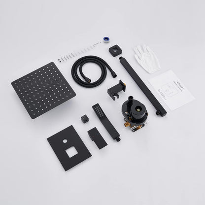 Transform Your Shower Experience with the 10-Inch Black Rain Shower Combo Set - Wall Mounted Bathroom Faucet with Hand Shower