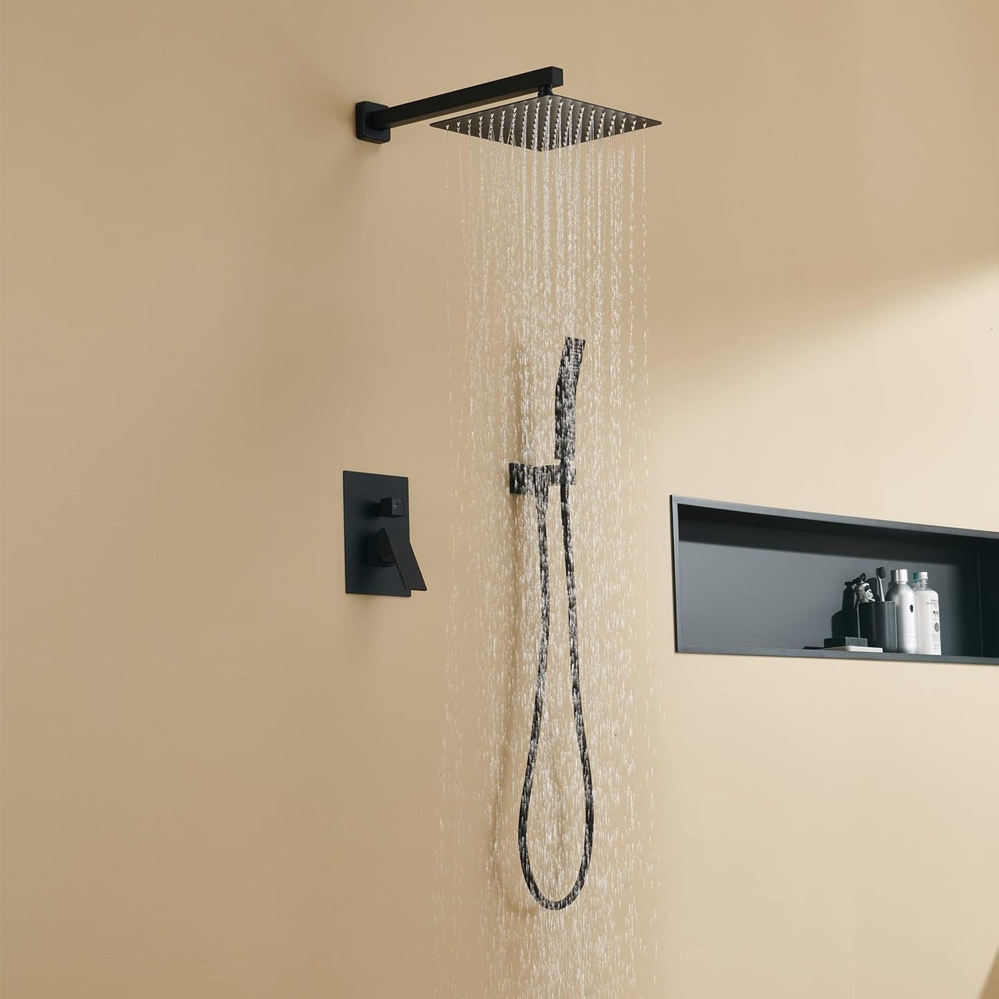Transform Your Shower Experience with the 10-Inch Black Rain Shower Combo Set - Wall Mounted Bathroom Faucet with Hand Shower