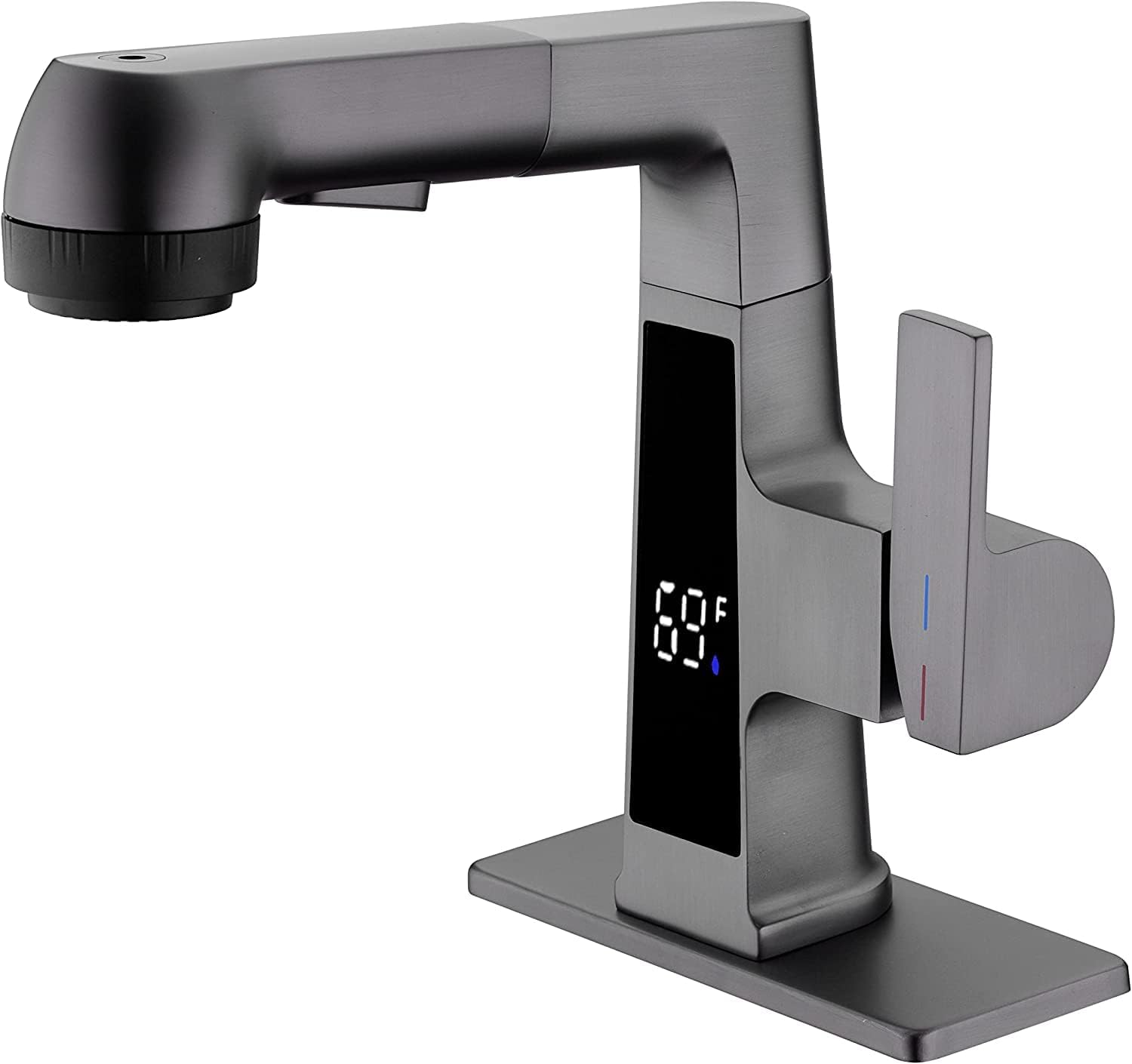 Transform Your Bathroom with the Modern LED Bathroom Faucet - Pull Out Sprayer & Temperature Display for Ultimate Convenience