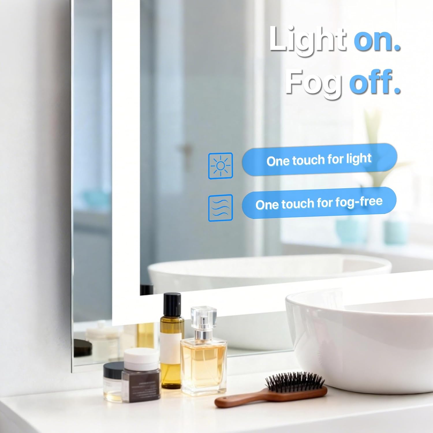Elevate Your Bathroom Experience with the LED Bathroom Mirror 24X32 - Anti-Fog, Dimmable Lighted Design for Perfect Grooming and Home Decor