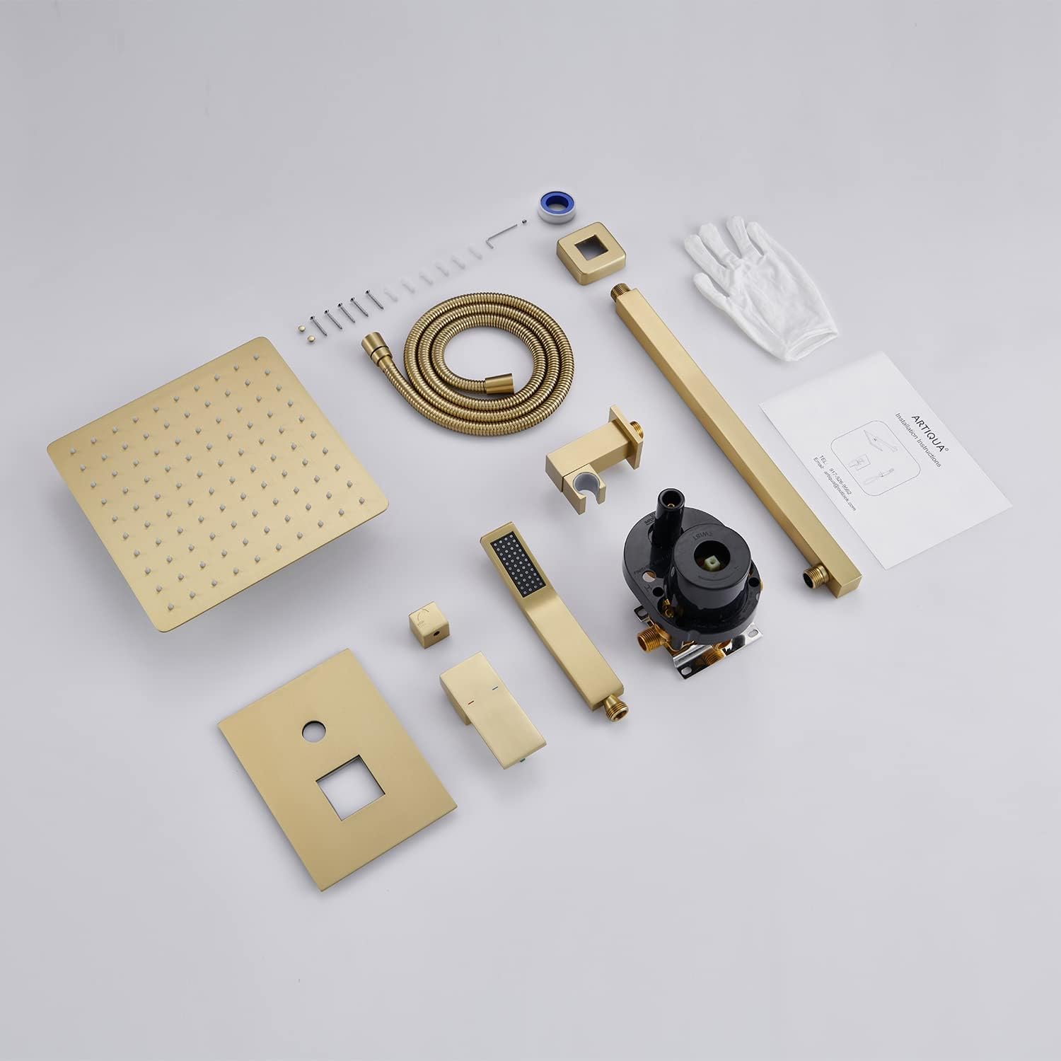 Elevate Your Shower Experience with the 10-Inch Brushed Gold Rain Shower Combo Set - Wall Mounted Bathroom Faucet with Hand Shower