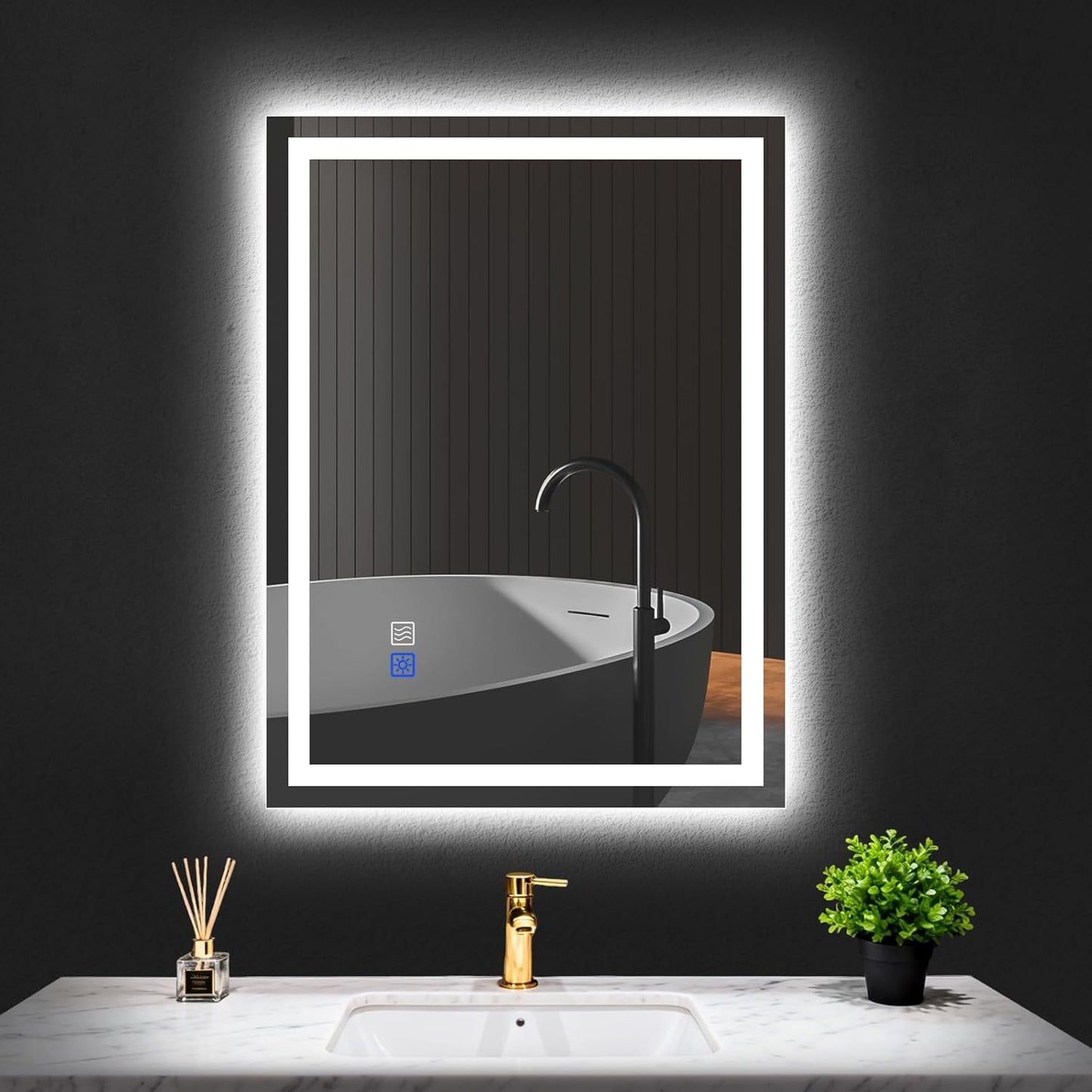 Elevate Your Bathroom Experience with the LED Bathroom Mirror 24X32 - Anti-Fog, Dimmable Lighted Design for Perfect Grooming and Home Decor