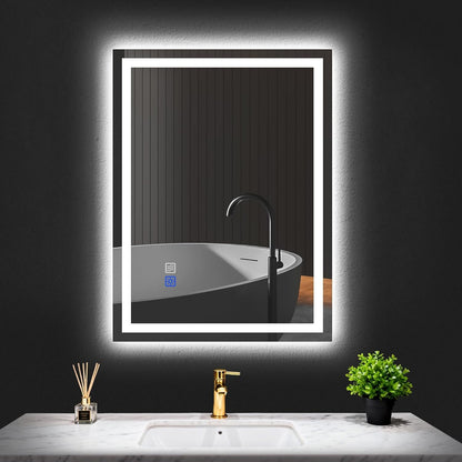 Elevate Your Bathroom Experience with the LED Bathroom Mirror 24X32 - Anti-Fog, Dimmable Lighted Design for Perfect Grooming and Home Decor