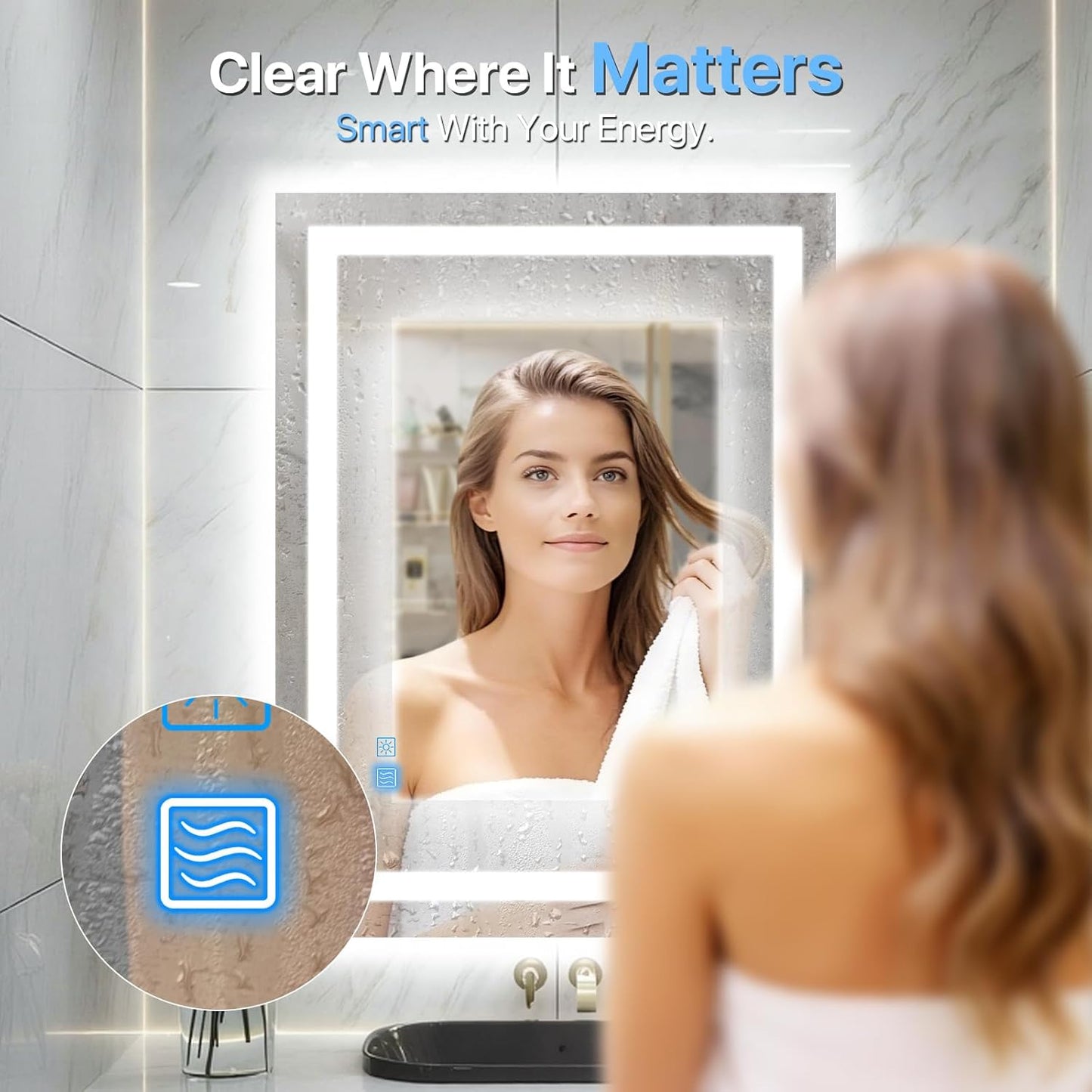 Elevate Your Bathroom Experience with the LED Bathroom Mirror 24X32 - Anti-Fog, Dimmable Lighted Design for Perfect Grooming and Home Decor