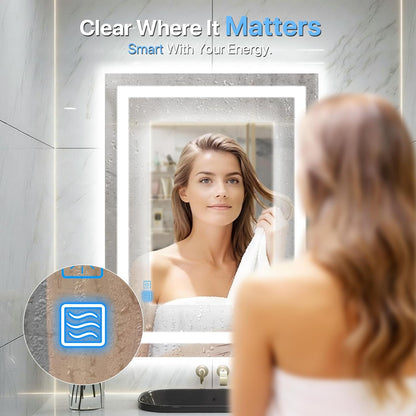 Elevate Your Bathroom Experience with the LED Bathroom Mirror 24X32 - Anti-Fog, Dimmable Lighted Design for Perfect Grooming and Home Decor