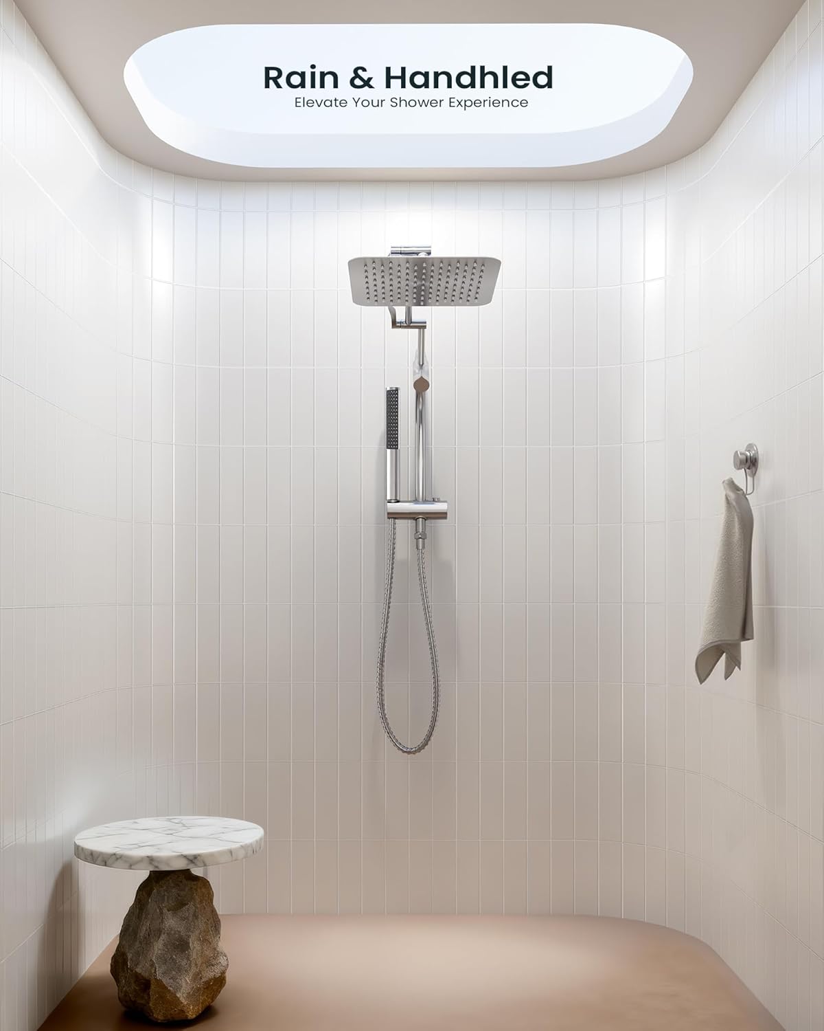 Indulge in Luxury with Our 10" All Metal Rain Shower Head & Handheld Combo – High Pressure, Adjustable Height, Chrome Finish for a Spa-like Experience at Home