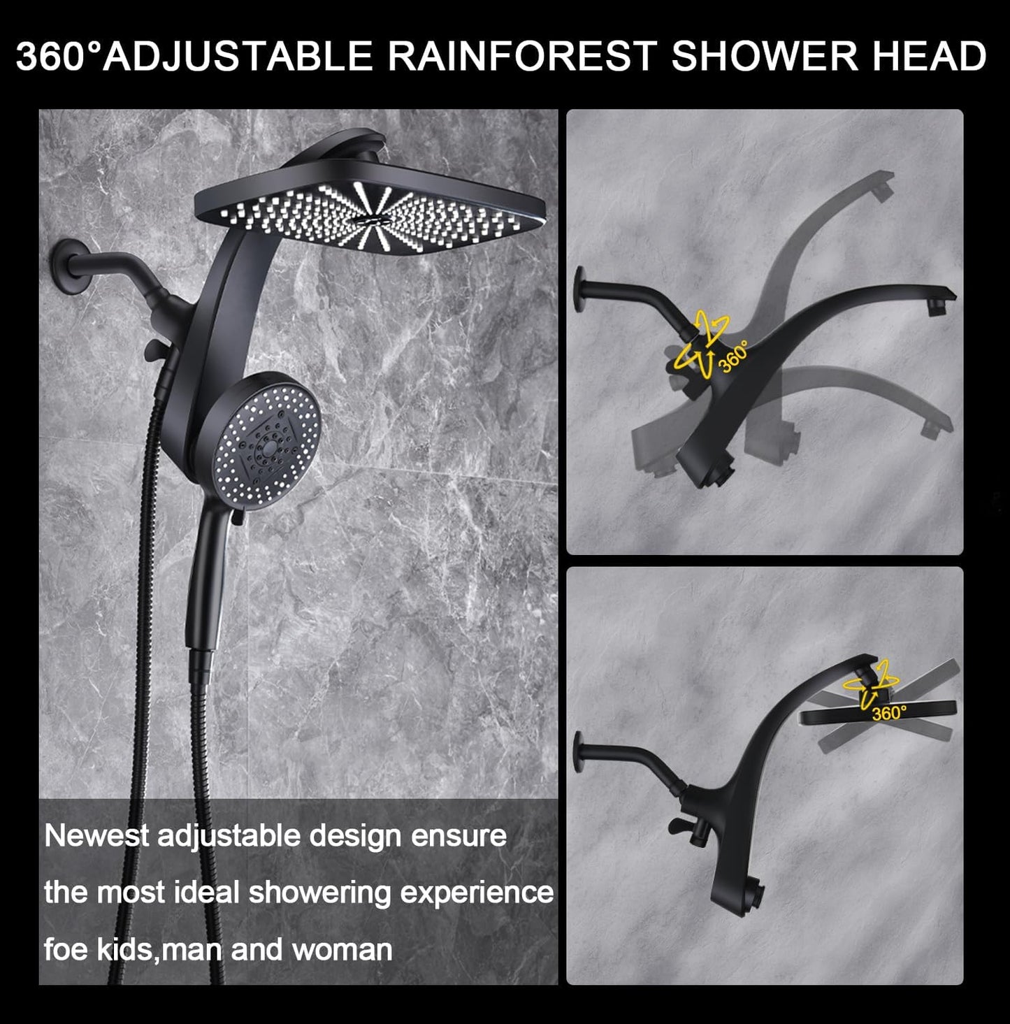 Experience Luxury with Our High-Pressure Rain Shower Head: Modern Handheld Spray Combo with 10 Versatile Settings and Magnetic Docking for Ultimate Comfort