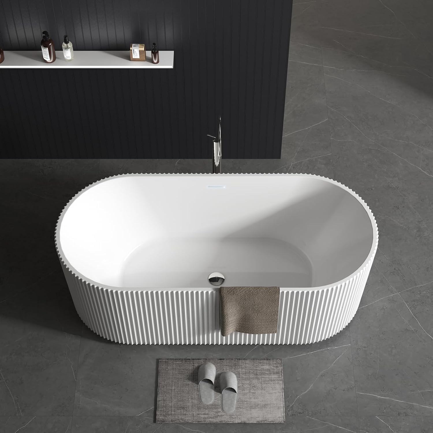 Sleek 67'' Freestanding Deep Soaking Bathtub - Luxurious, Non-Slip Acrylic Design with Chrome Drain and Ergonomic Comfort for Modern Bathrooms