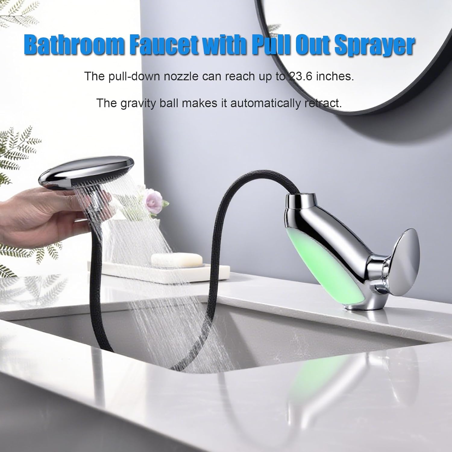 Transform Your Bathroom with the LED Touch On Faucet: Modern Pull Out Sprayer & 4 Water Modes for Ultimate Convenience