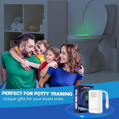 Transform Your Bathroom Experience with the 2 Pack Motion Activated Toilet Night Lights - 16 Color Changing LED for Fun and Safety!