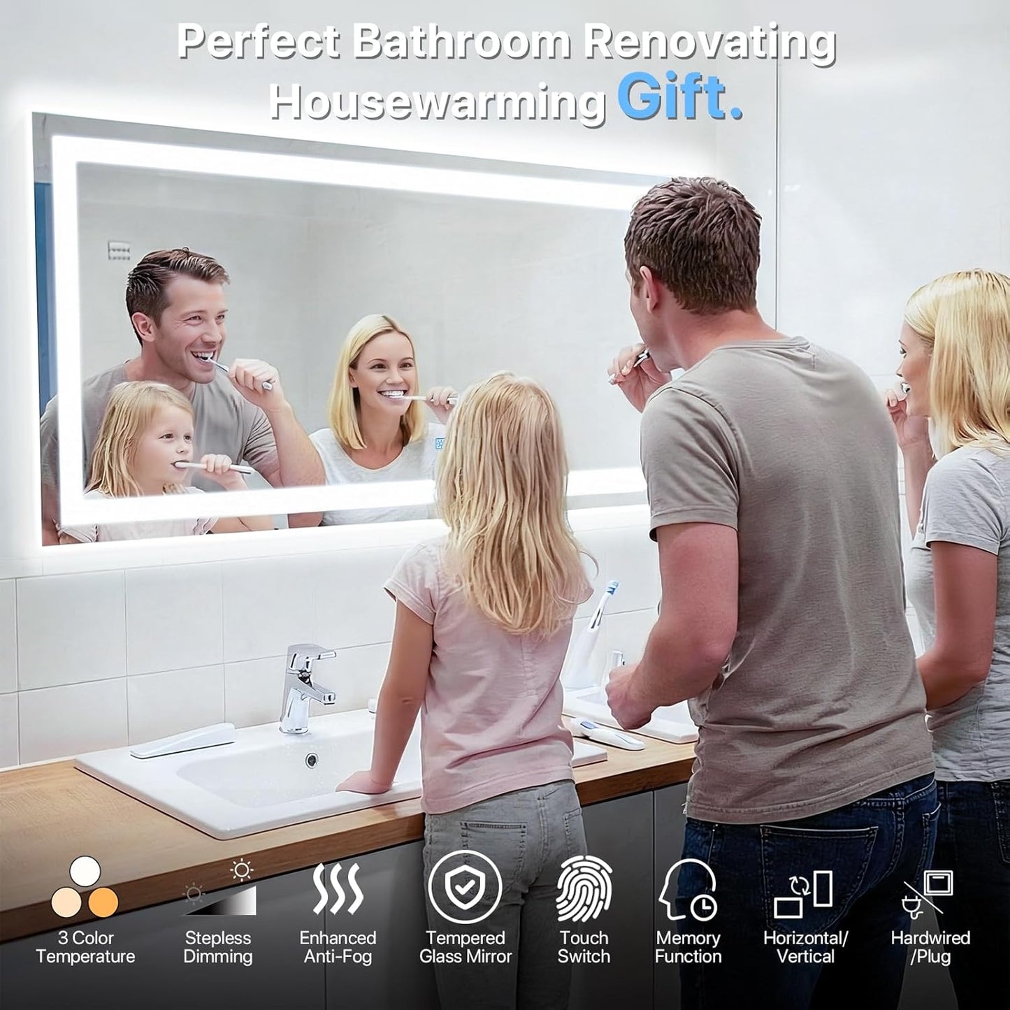 Elevate Your Bathroom Experience with the LED Bathroom Mirror 24X32 - Anti-Fog, Dimmable Lighted Design for Perfect Grooming and Home Decor