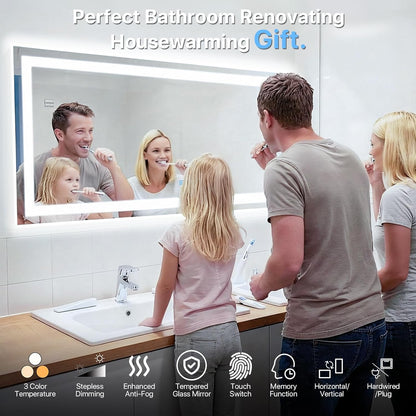 Elevate Your Bathroom Experience with the LED Bathroom Mirror 24X32 - Anti-Fog, Dimmable Lighted Design for Perfect Grooming and Home Decor