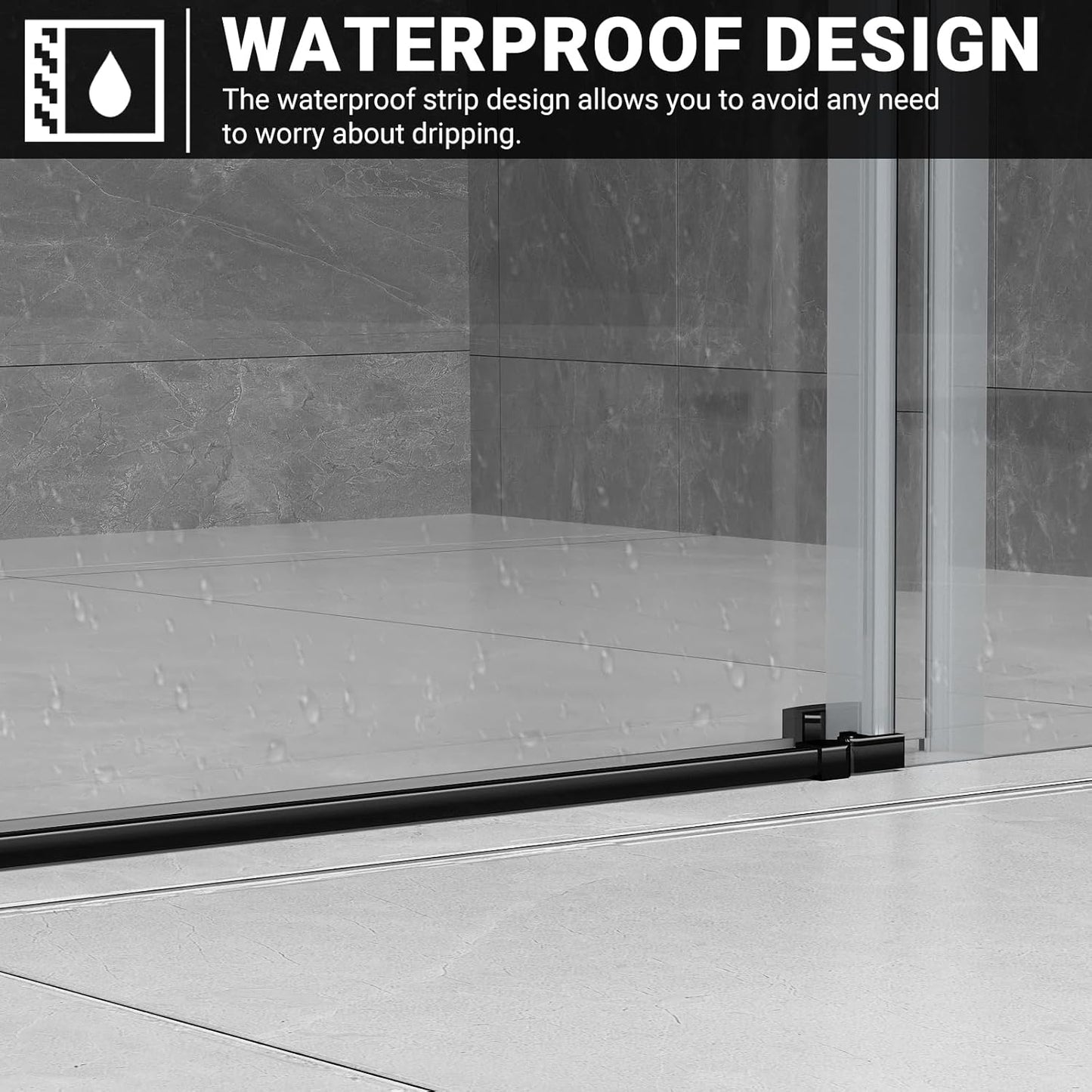 Elevate Your Shower Experience with the Modern 60" W x 76" H Frameless Sliding Shower Door - Sleek Black Design with Durable Tempered Glass and Stainless Steel Hardware