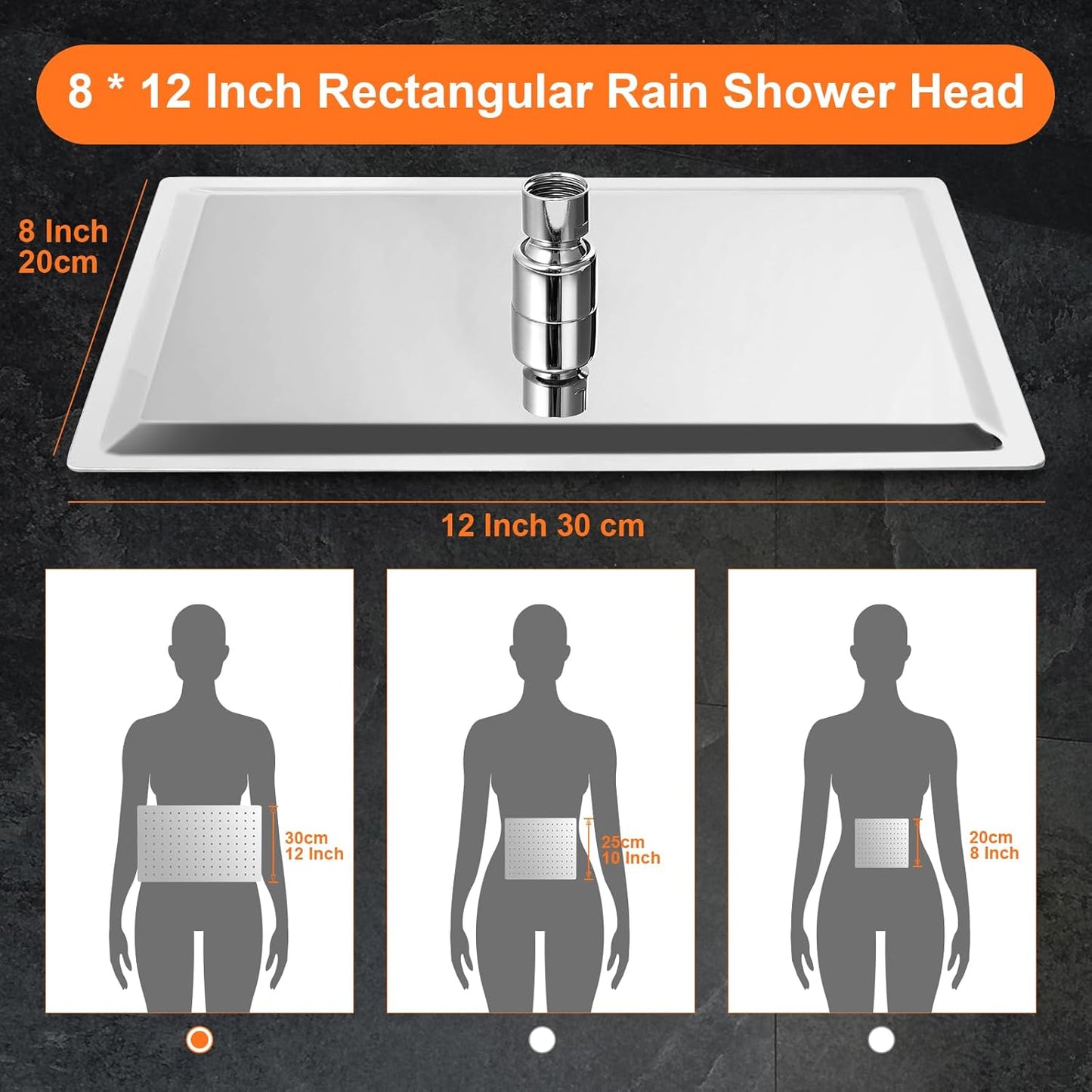 Transform Your Shower Experience with the 12" Rain Shower Head and Handheld Spray Combo - High Pressure Rectangular Showerheads with Adjustable Extension Arm and Slide Bar in Polished Chrome