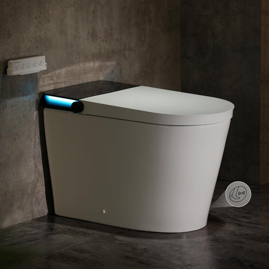Revolutionary Smart Toilet with Built-In Bidet: Auto Open/Close, Foot Sensor, 1000g MaP Flushing Power, ADA Comfort Height, and Ambient Lighting for Ultimate Comfort and Hygiene