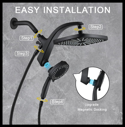Experience Luxury with Our High-Pressure Rain Shower Head: Modern Handheld Spray Combo with 10 Versatile Settings and Magnetic Docking for Ultimate Comfort