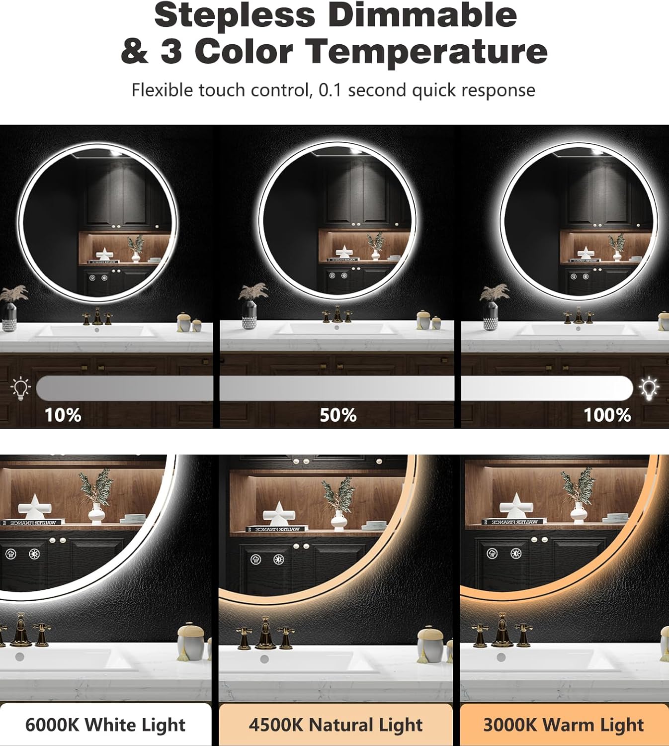 Transform Your Bathroom with Our 24-Inch Round LED Mirror – Anti-Fog, Dimmable Lighting, and Memory Function for a Spa-Like Experience
