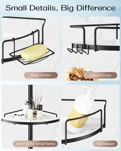 Transform Your Bathroom with Our Adjustable Corner Shower Caddy – Rust-Free Stainless Steel Organizer with Easy Setup and Ample Storage