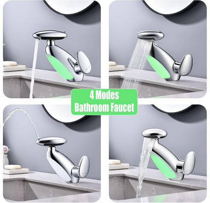 Transform Your Bathroom with the LED Touch On Faucet: Modern Pull Out Sprayer & 4 Water Modes for Ultimate Convenience