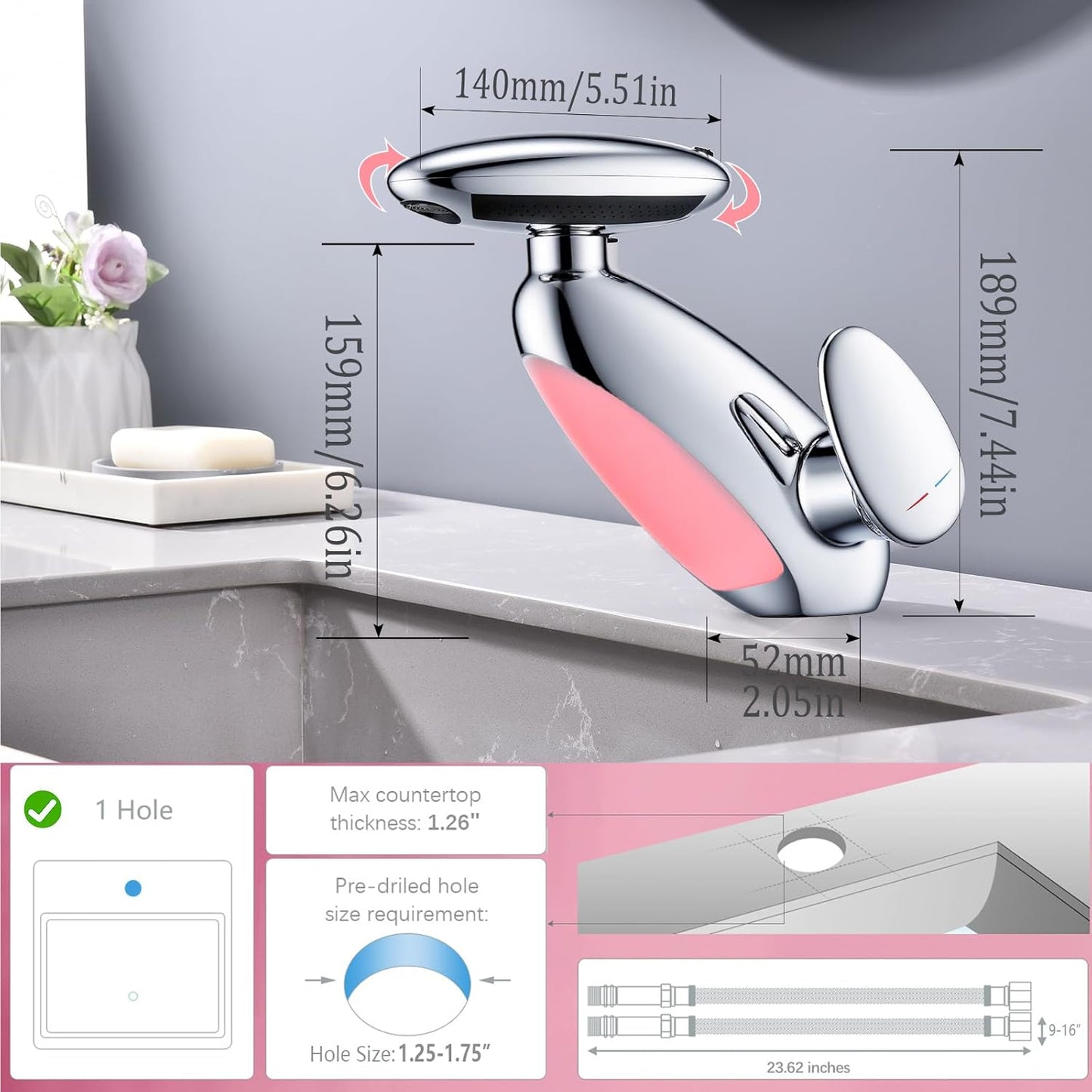 Transform Your Bathroom with the LED Touch On Faucet: Modern Pull Out Sprayer & 4 Water Modes for Ultimate Convenience