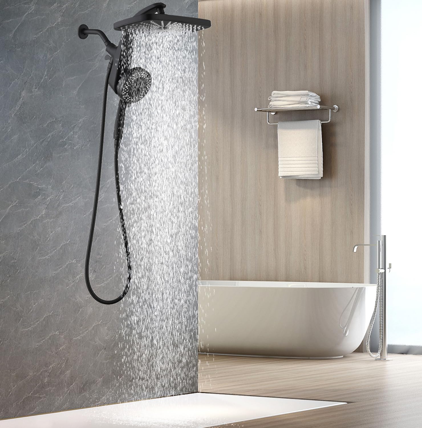 Experience Luxury with Our High-Pressure Rain Shower Head: Modern Handheld Spray Combo with 10 Versatile Settings and Magnetic Docking for Ultimate Comfort