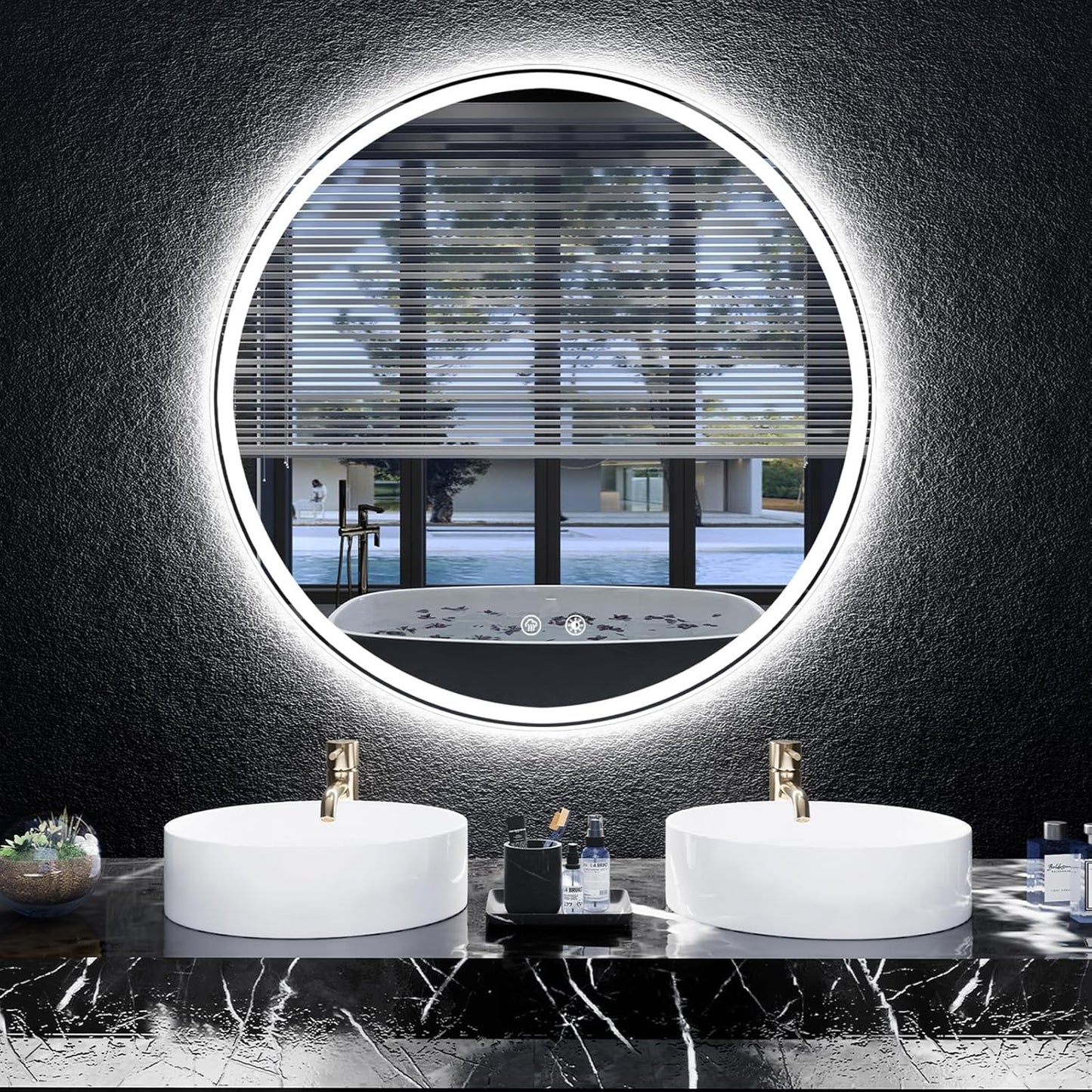 Transform Your Bathroom with Our 24-Inch Round LED Mirror – Anti-Fog, Dimmable Lighting, and Memory Function for a Spa-Like Experience