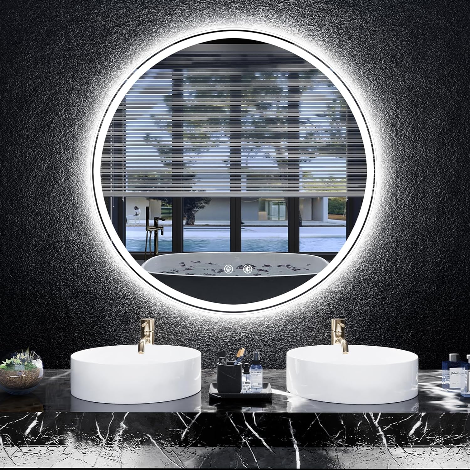 Transform Your Bathroom with Our 24-Inch Round LED Mirror – Anti-Fog, Dimmable Lighting, and Memory Function for a Spa-Like Experience