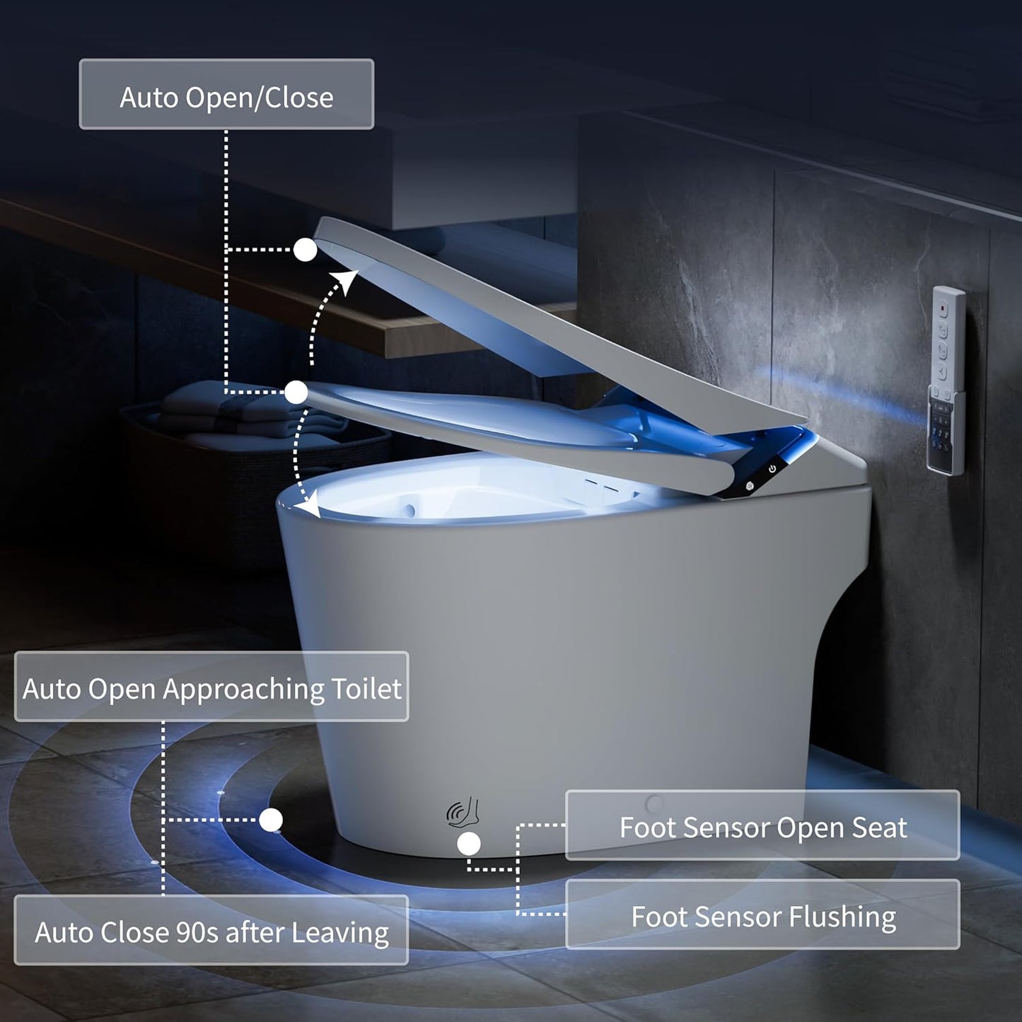 Experience Ultimate Comfort with the ihatit IS-D10PRO Smart Toilet: Auto Open/Close, Heated Seat, and Advanced Bidet Features for a Luxurious Bathroom Upgrade