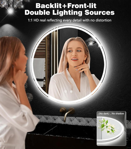 Transform Your Bathroom with Our 24-Inch Round LED Mirror – Anti-Fog, Dimmable Lighting, and Memory Function for a Spa-Like Experience