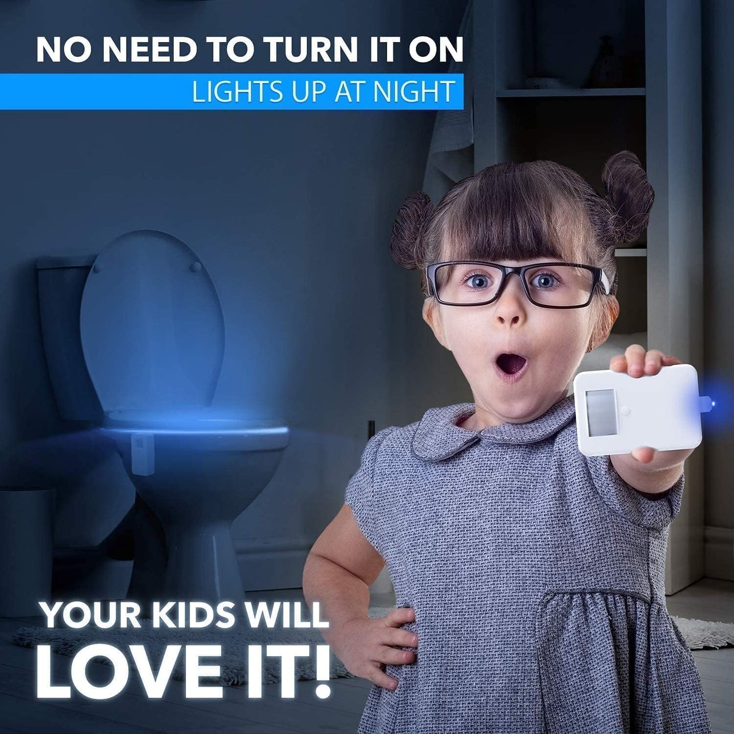 Transform Your Bathroom Experience with the 2 Pack Motion Activated Toilet Night Lights - 16 Color Changing LED for Fun and Safety!