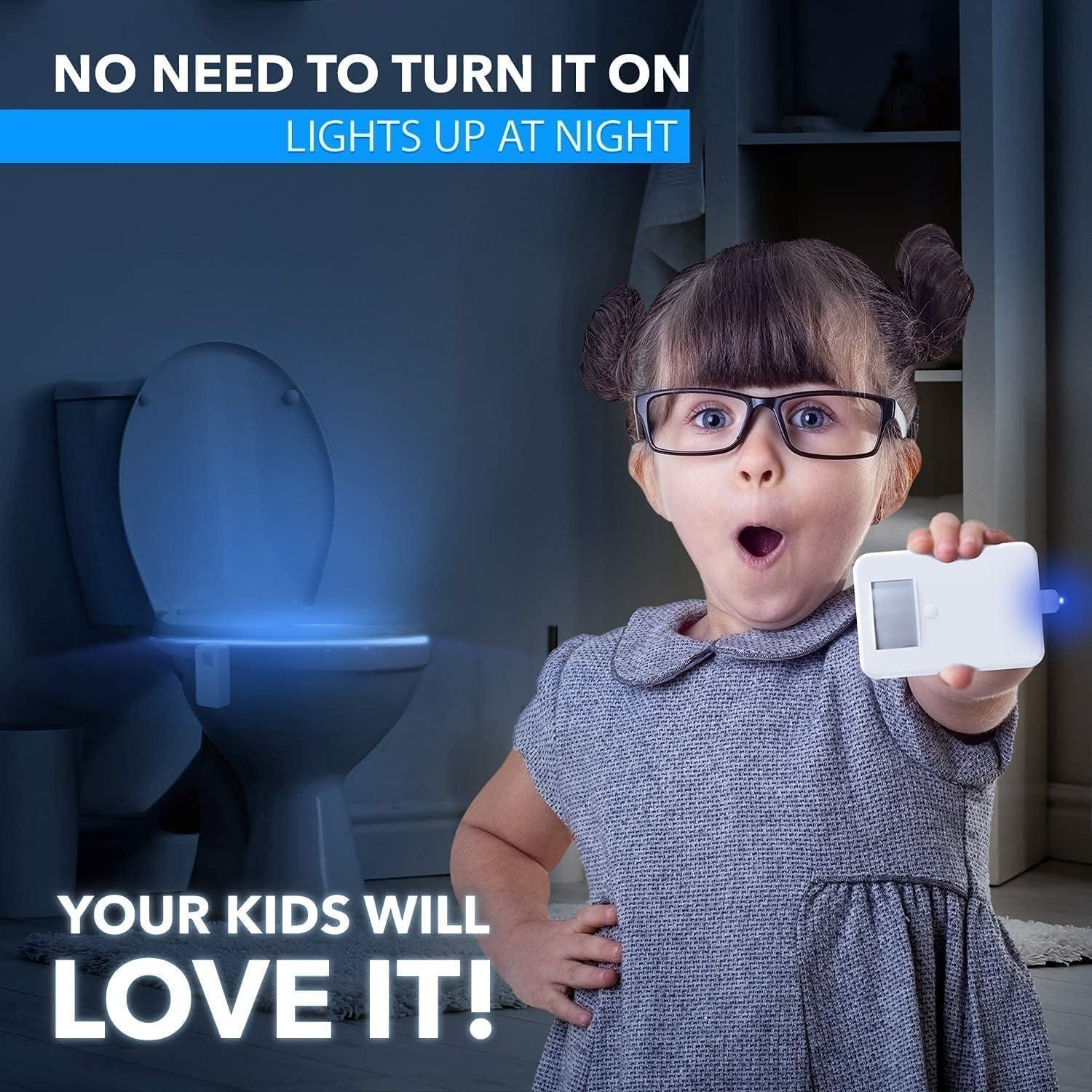 Transform Your Bathroom Experience with the 2 Pack Motion Activated Toilet Night Lights - 16 Color Changing LED for Fun and Safety!