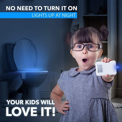 Transform Your Bathroom Experience with the 2 Pack Motion Activated Toilet Night Lights - 16 Color Changing LED for Fun and Safety!