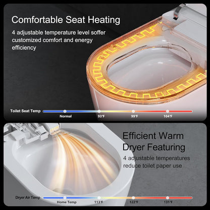 Experience Ultimate Luxury with the LOUPUSUO Smart Toilet: Heated Seat, Instant Warm Water, Remote Control Bidet, and Air Purification