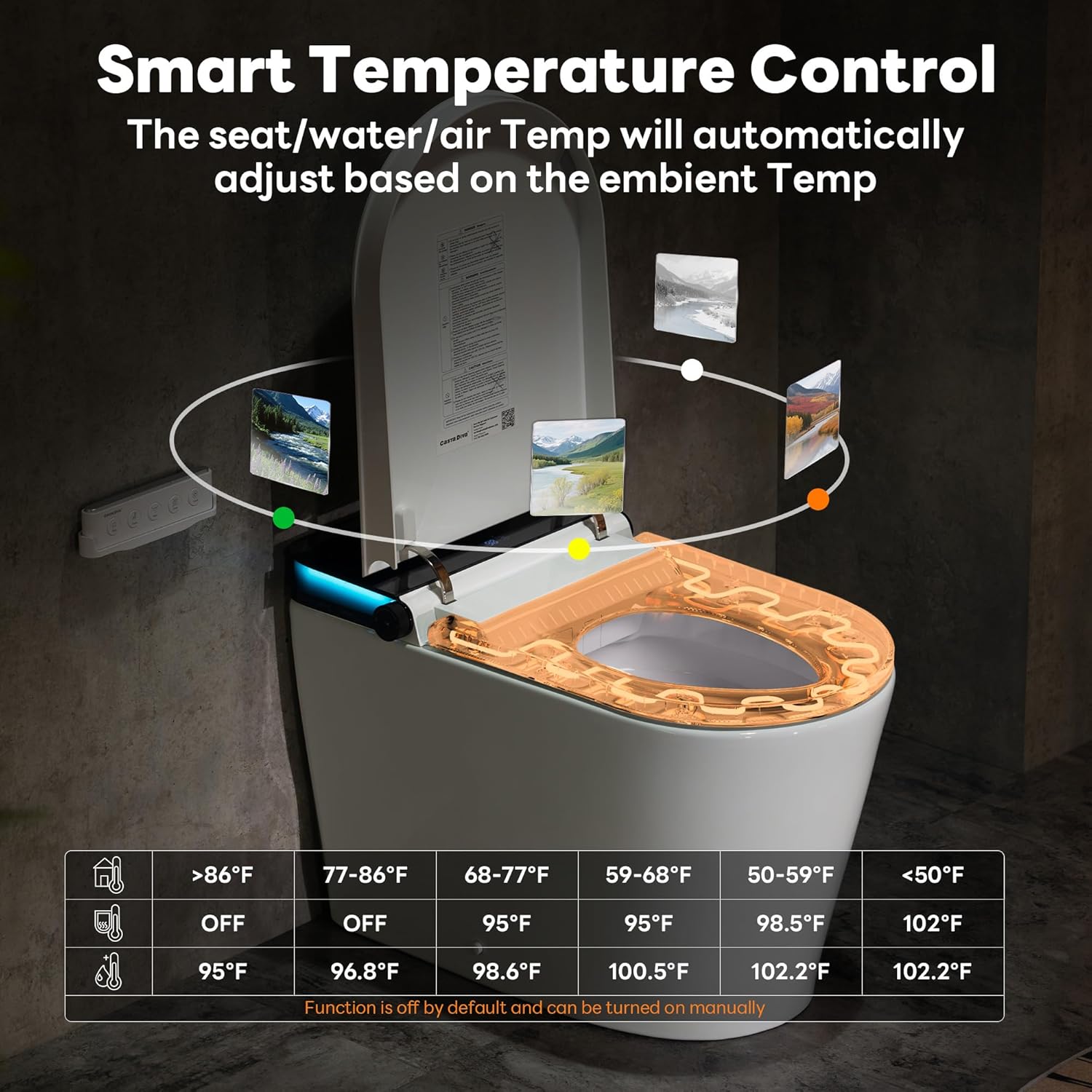Revolutionary Smart Toilet with Built-In Bidet: Auto Open/Close, Foot Sensor, 1000g MaP Flushing Power, ADA Comfort Height, and Ambient Lighting for Ultimate Comfort and Hygiene