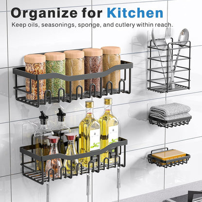 Transform Your Bathroom with Our 5-Pack Adhesive Shower Caddy Set - Rustproof Stainless Steel Organizers for Effortless Storage and Style!