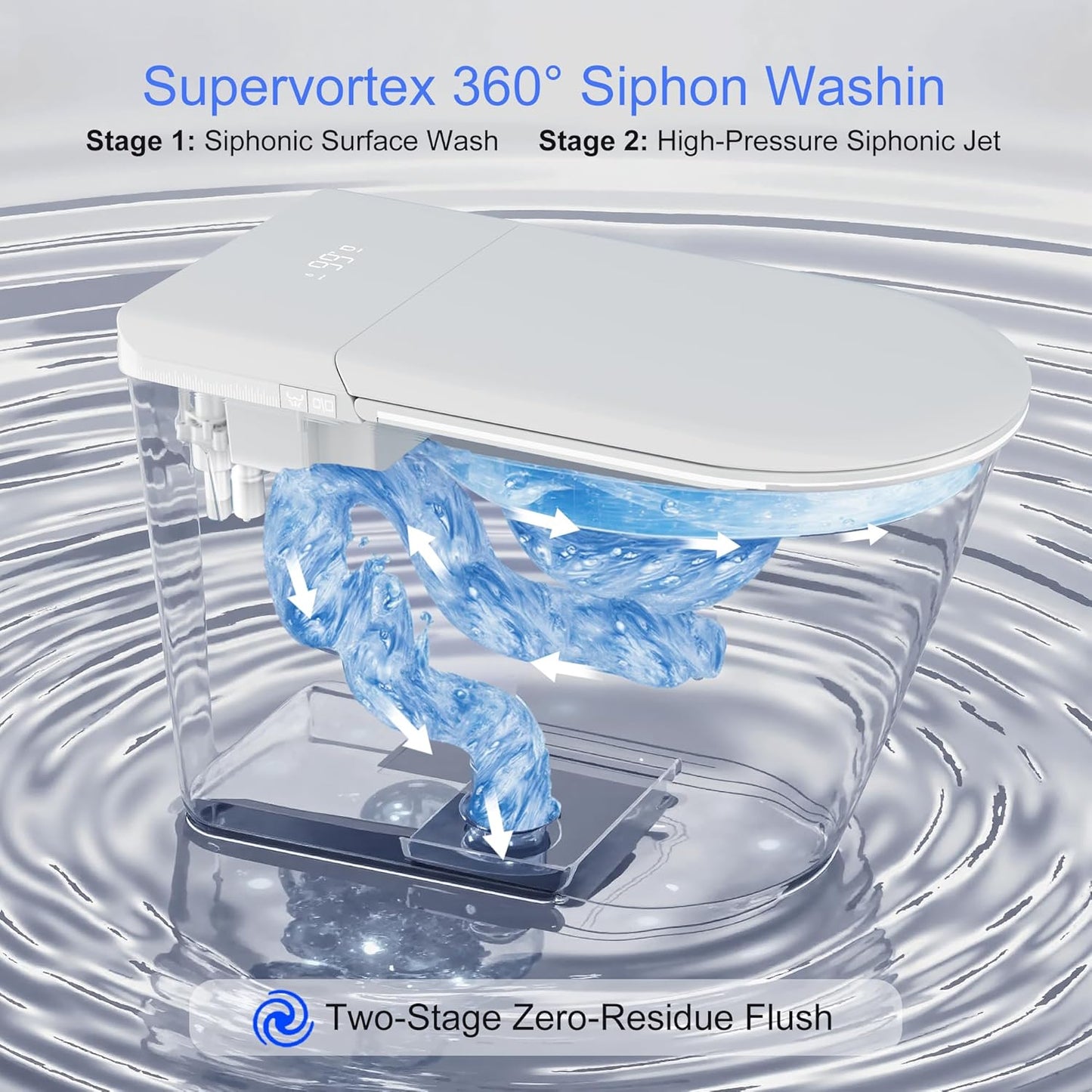 Experience Ultimate Luxury with the LOUPUSUO Smart Toilet: Heated Seat, Instant Warm Water, Remote Control Bidet, and Air Purification